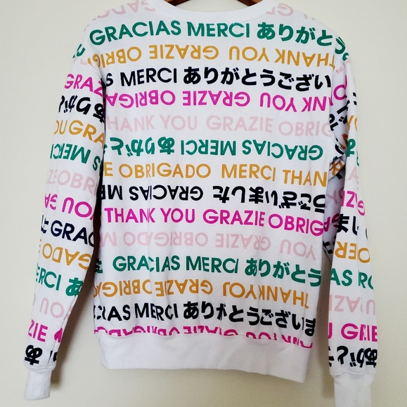 Wound Up white pullover Thank You sweatshirt - Picture 4 of 4